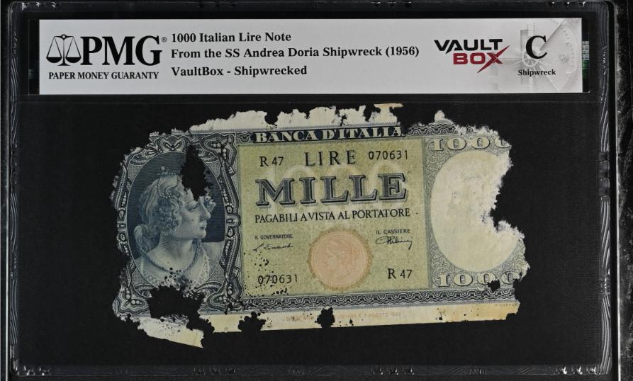 Andrea Doria 1000 Italian Lire Note PMG Shipwreck "C" Front
