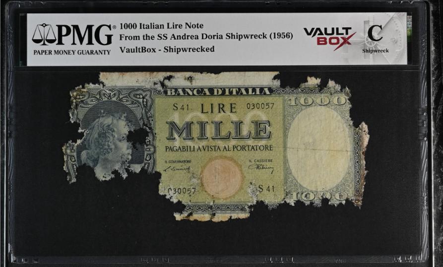 Andrea Doria 1000 Italian Lire Note PMG Shipwreck "C" Front