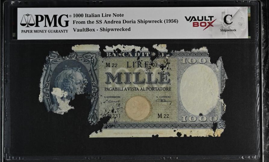 Andrea Doria 1000 Italian Lire Note PMG Shipwreck "C" Front