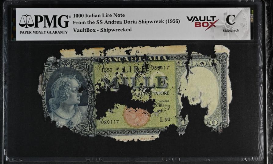 Andrea Doria 1000 Italian Lire Note PMG Shipwreck "C" Front