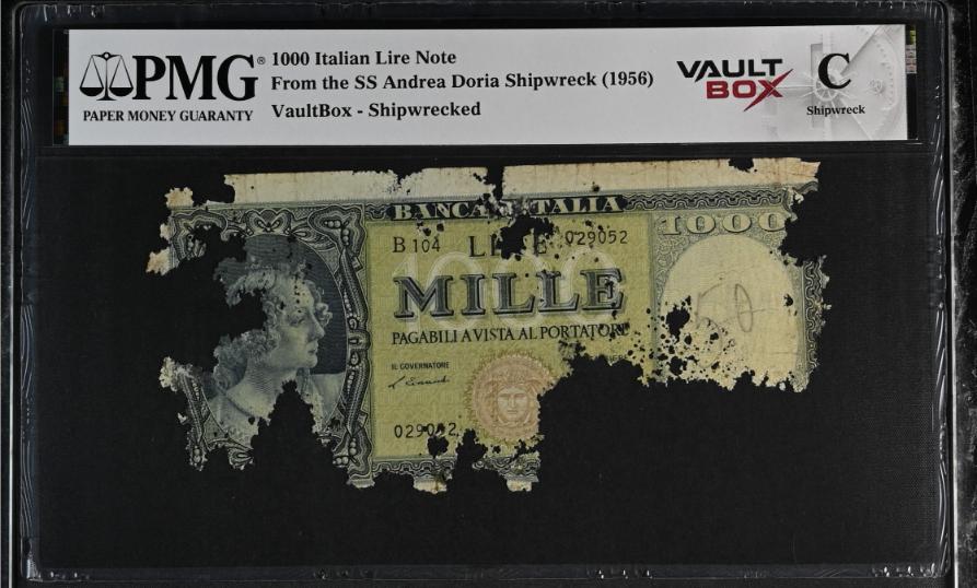 Andrea Doria 1000 Italian Lire Note PMG Shipwreck "C" Front