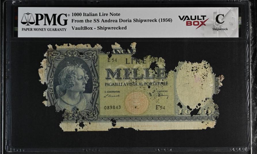 Andrea Doria 1000 Italian Lire Note PMG Shipwreck "C" Front