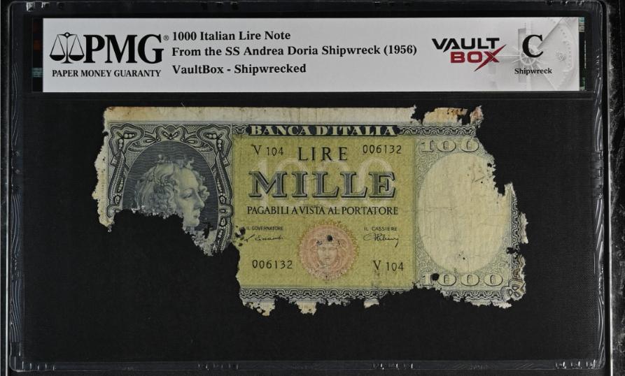 Andrea Doria 1000 Italian Lire Note PMG Shipwreck "C" Front