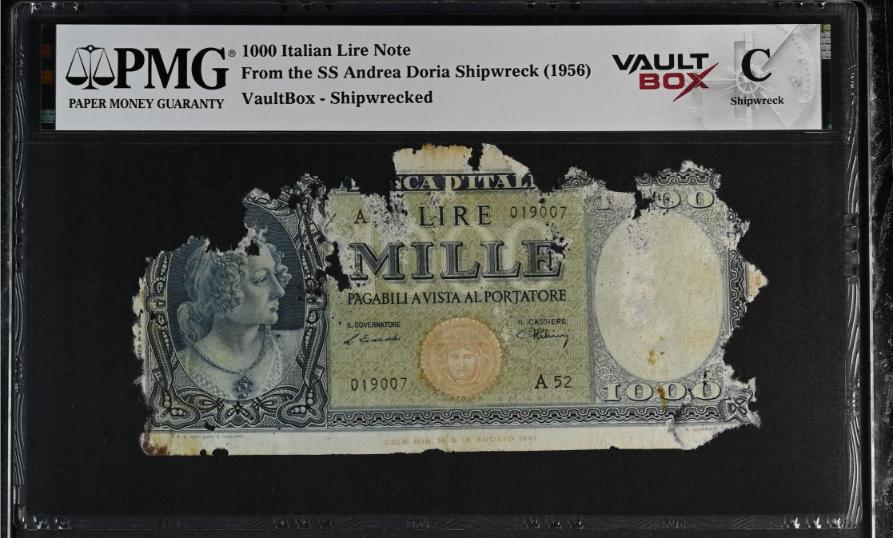 Andrea Doria 1000 Italian Lire Note PMG Shipwreck "C" Front