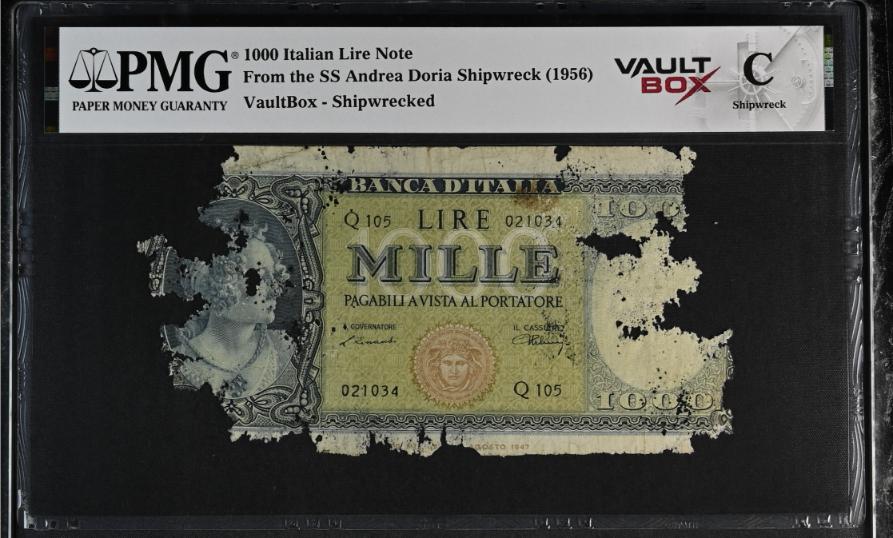 Andrea Doria 1000 Italian Lire Note PMG Shipwreck "C" Front