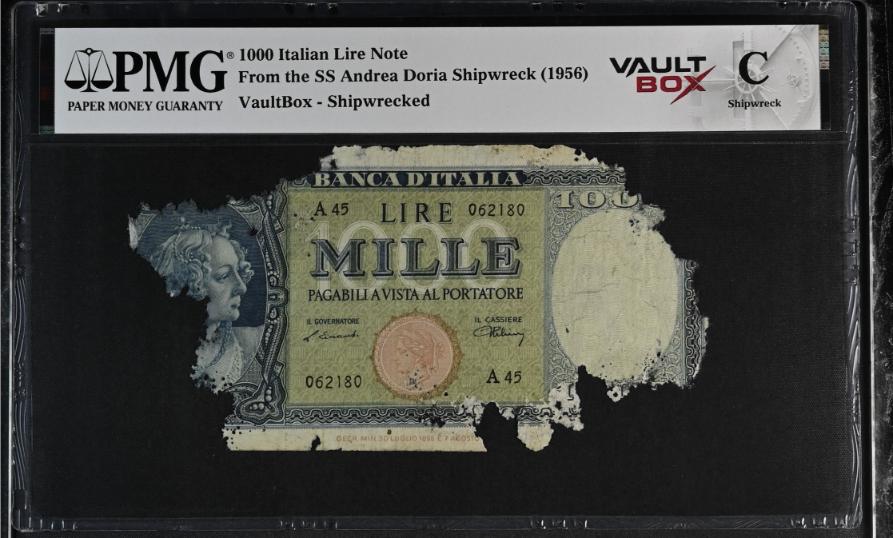 Andrea Doria 1000 Italian Lire Note PMG Shipwreck "C" Front