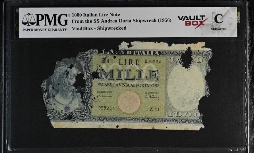 Andrea Doria 1000 Italian Lire Note PMG Shipwreck "C" Front