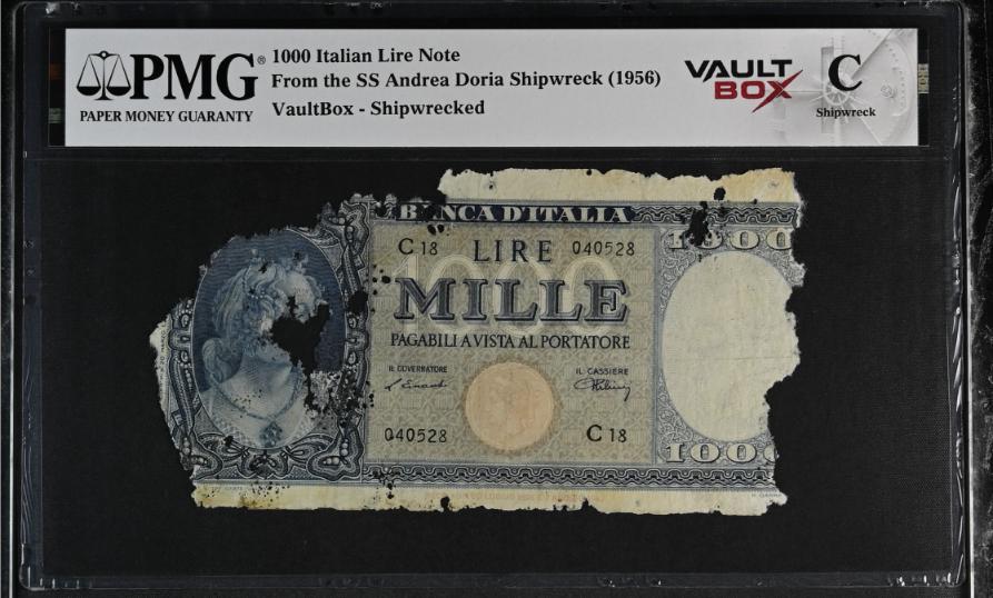 Andrea Doria 1000 Italian Lire Note PMG Shipwreck "C" Front