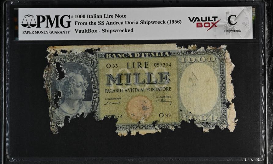 Andrea Doria 1000 Italian Lire Note PMG Shipwreck "C" Front