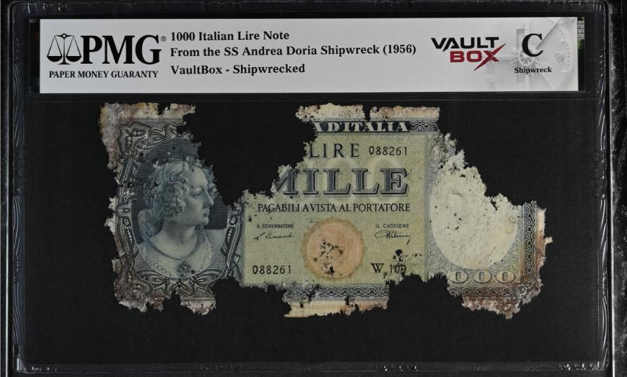 Andrea Doria 1000 Italian Lire Note PMG Shipwreck "C" Front