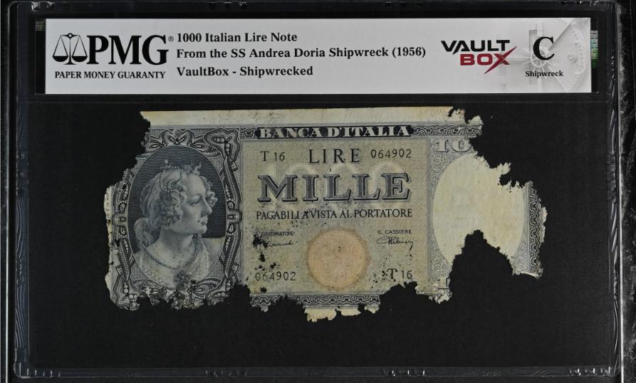 Andrea Doria 1000 Italian Lire Note PMG Shipwreck "C" Front