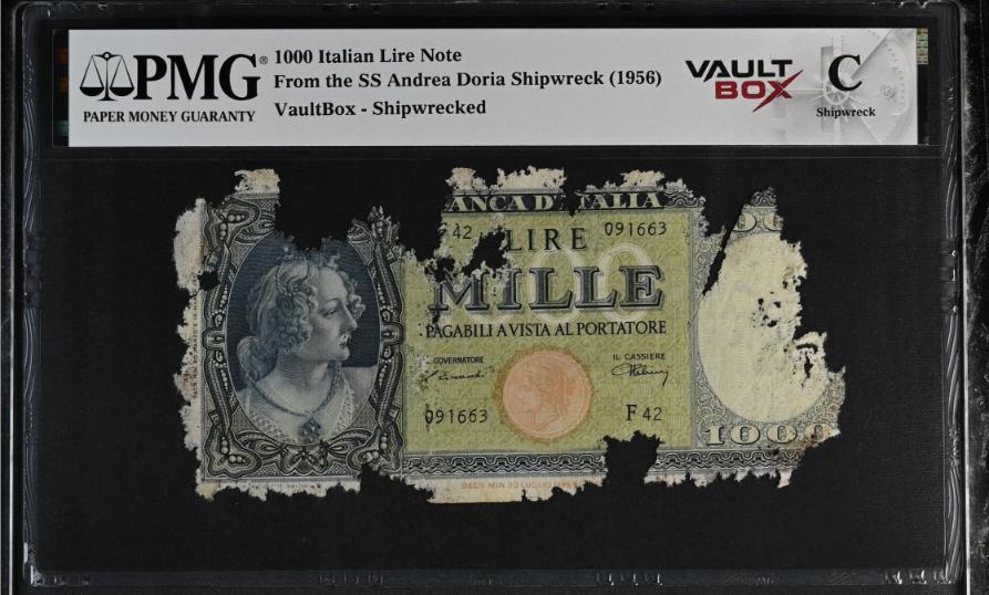 Andrea Doria 1000 Italian Lire Note PMG Shipwreck "C" Front