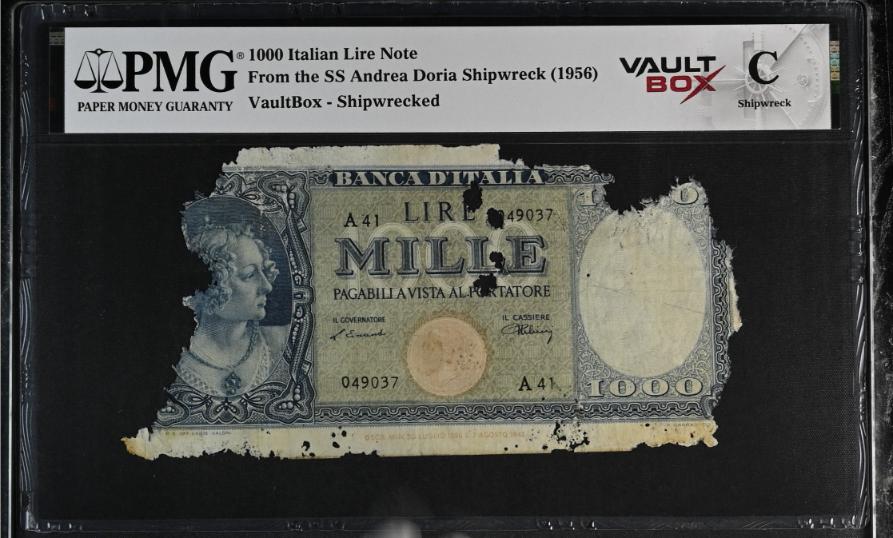 Andrea Doria 1000 Italian Lire Note PMG Shipwreck "C" Front