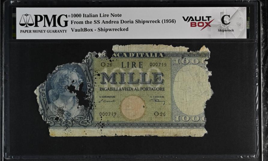 Andrea Doria 1000 Italian Lire Note PMG Shipwreck "C" Front