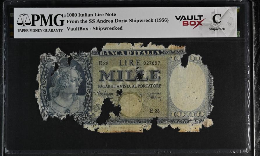 Andrea Doria 1000 Italian Lire Note PMG Shipwreck "C" Front