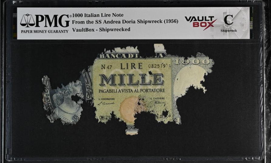 Andrea Doria 1000 Italian Lire Note PMG Shipwreck "C" Front