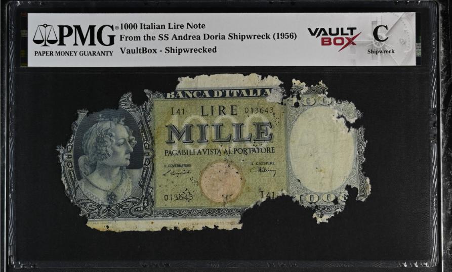 Andrea Doria 1000 Italian Lire Note PMG Shipwreck "C" Front