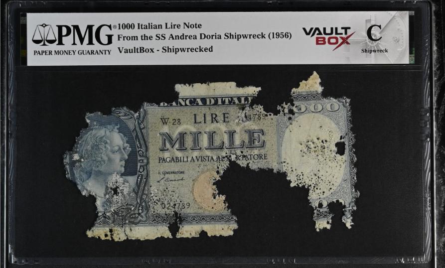 Andrea Doria 1000 Italian Lire Note PMG Shipwreck "C" Front