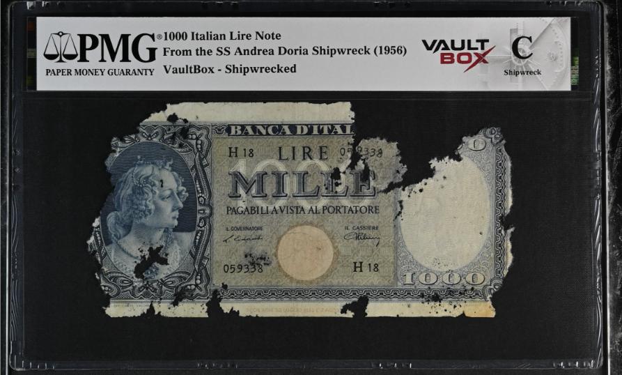 Andrea Doria 1000 Italian Lire Note PMG Shipwreck "C" Front