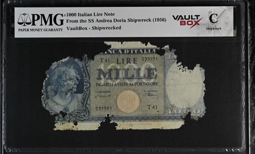 Andrea Doria 1000 Italian Lire Note PMG Shipwreck "C" Front