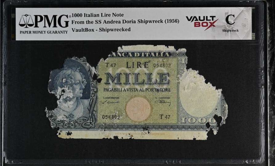 Andrea Doria 1000 Italian Lire Note PMG Shipwreck "C" Front