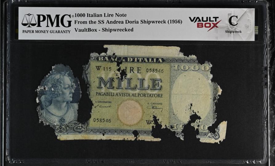 Andrea Doria 1000 Italian Lire Note PMG Shipwreck "C" Front