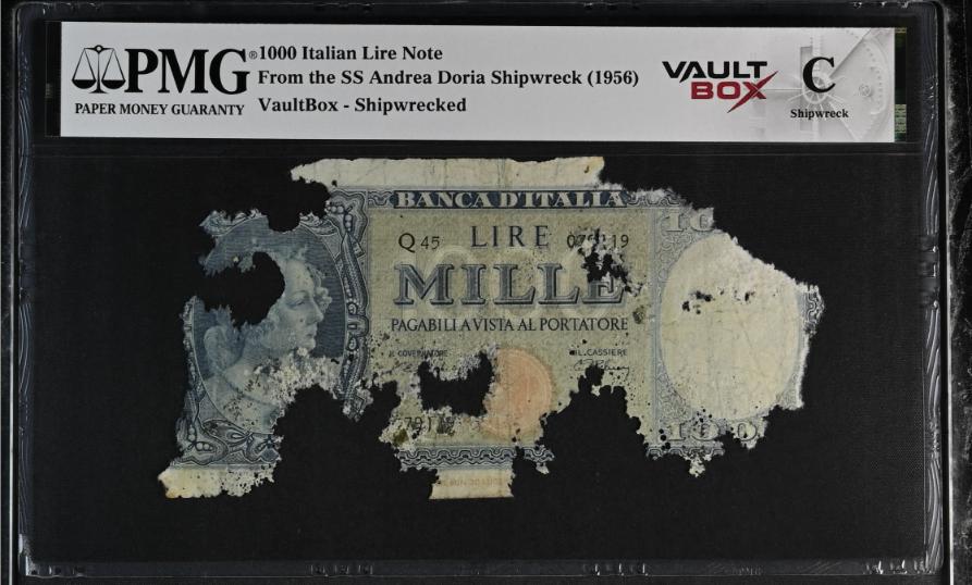 Andrea Doria 1000 Italian Lire Note PMG Shipwreck "C" Front