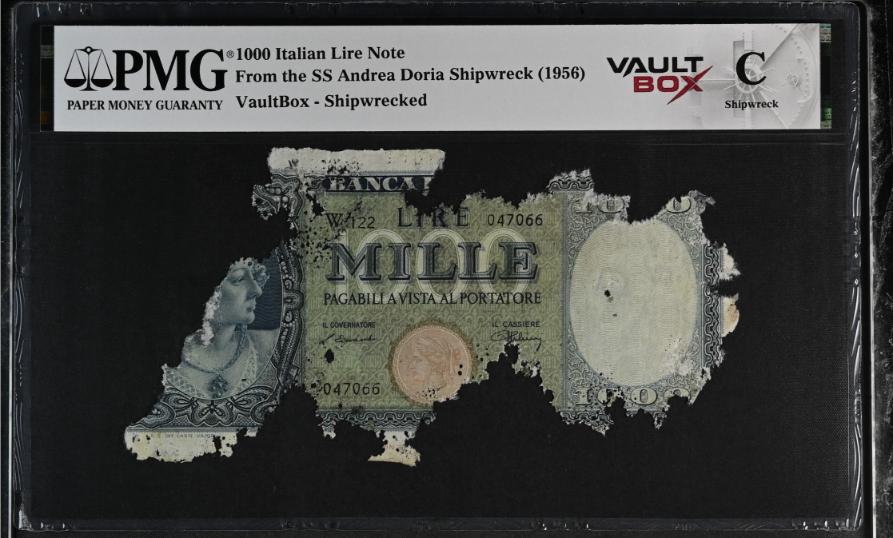 Andrea Doria 1000 Italian Lire Note PMG Shipwreck "C" Front