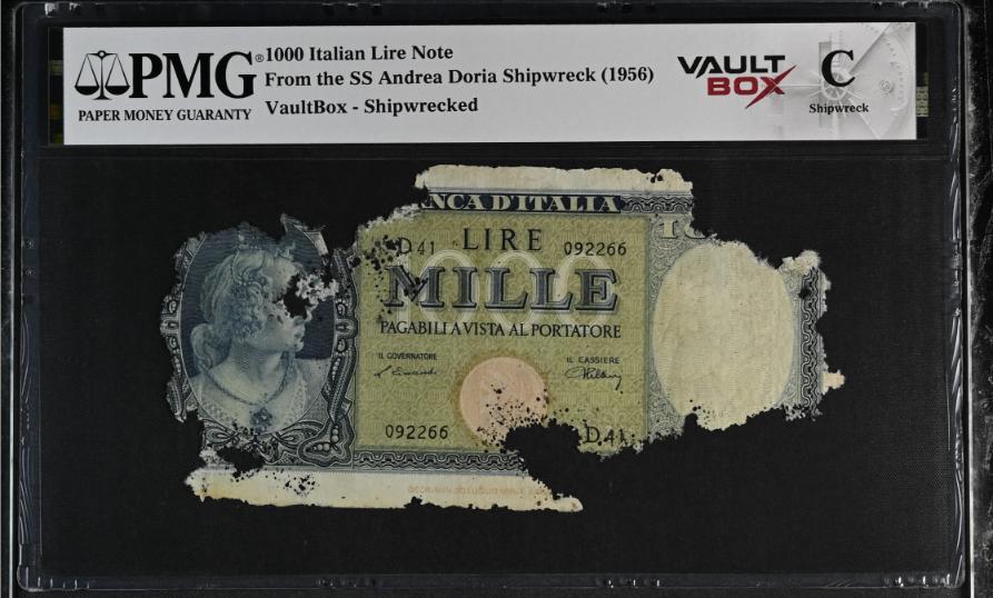 Andrea Doria 1000 Italian Lire Note PMG Shipwreck "C" Front