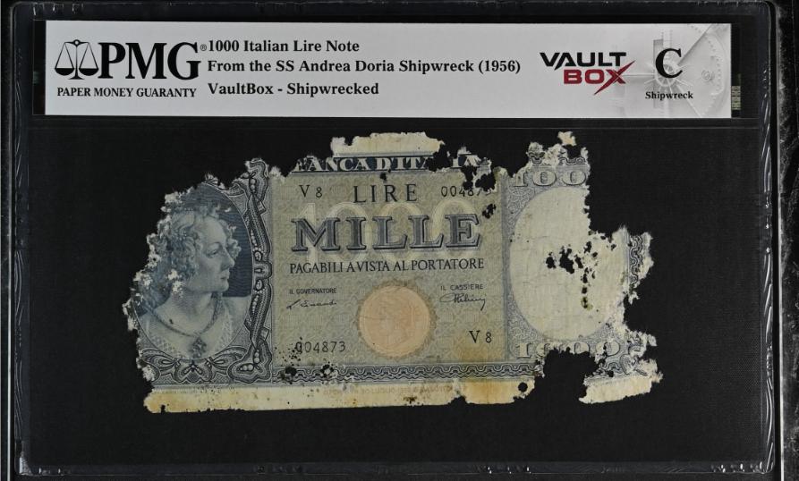 Andrea Doria 1000 Italian Lire Note PMG Shipwreck "C" Front