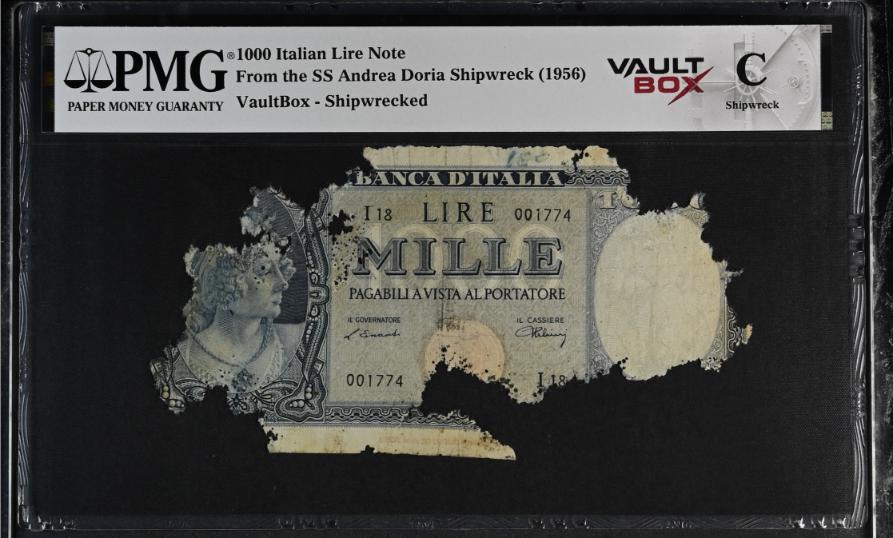 Andrea Doria 1000 Italian Lire Note PMG Shipwreck "C" Front
