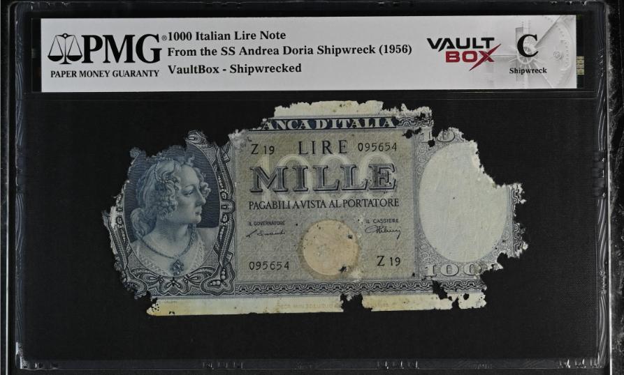 Andrea Doria 1000 Italian Lire Note PMG Shipwreck "C" Front