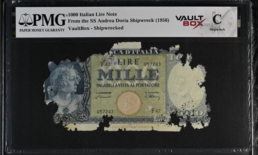Andrea Doria 1000 Italian Lire Note PMG Shipwreck "C" Front