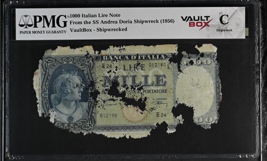 Andrea Doria 1000 Italian Lire Note PMG Shipwreck "C" Front