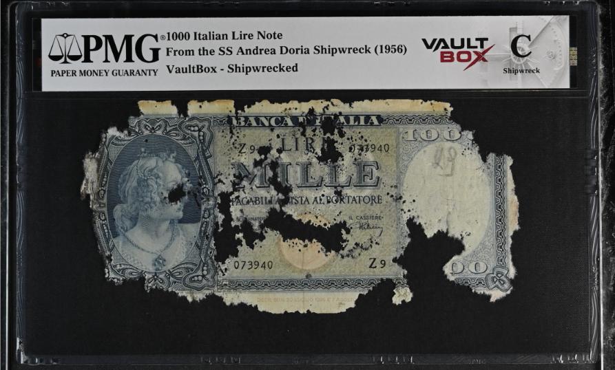 Andrea Doria 1000 Italian Lire Note PMG Shipwreck "C" Front