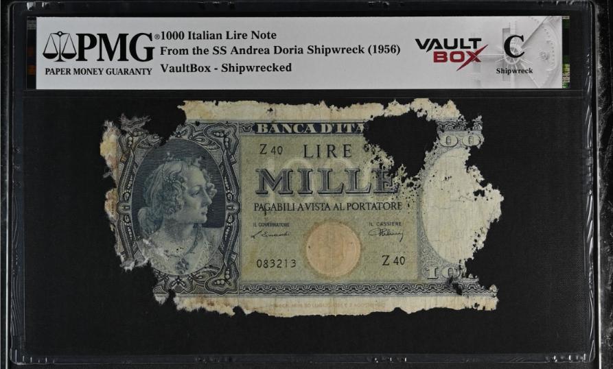 Andrea Doria 1000 Italian Lire Note PMG Shipwreck "C" Front