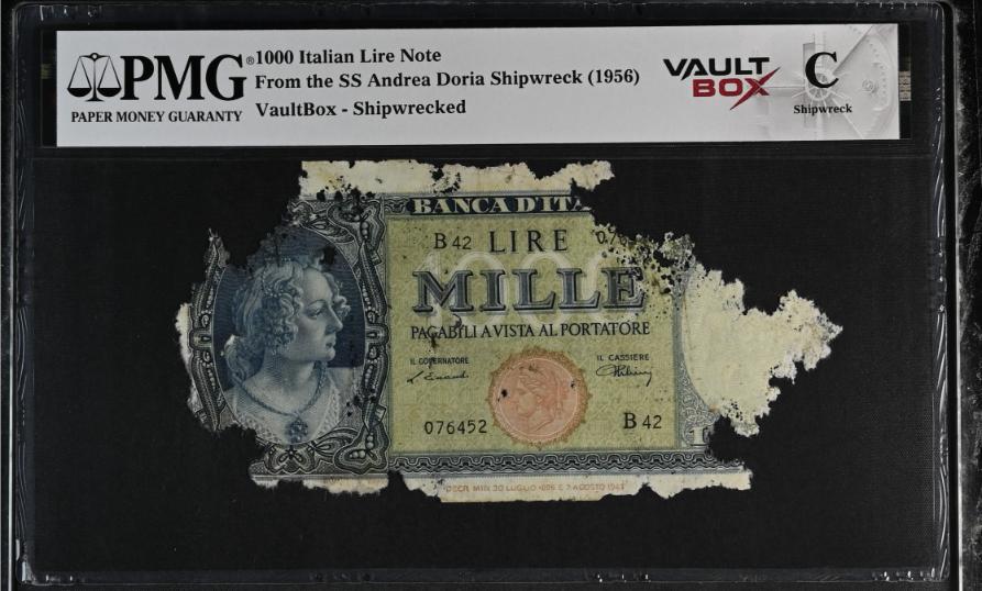 Andrea Doria 1000 Italian Lire Note PMG Shipwreck "C" Front