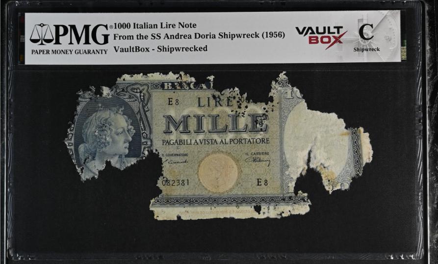 Andrea Doria 1000 Italian Lire Note PMG Shipwreck "C" Front
