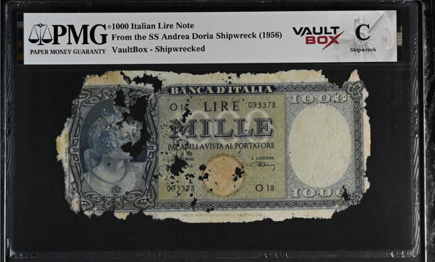 Andrea Doria 1000 Italian Lire Note PMG Shipwreck "C" Front