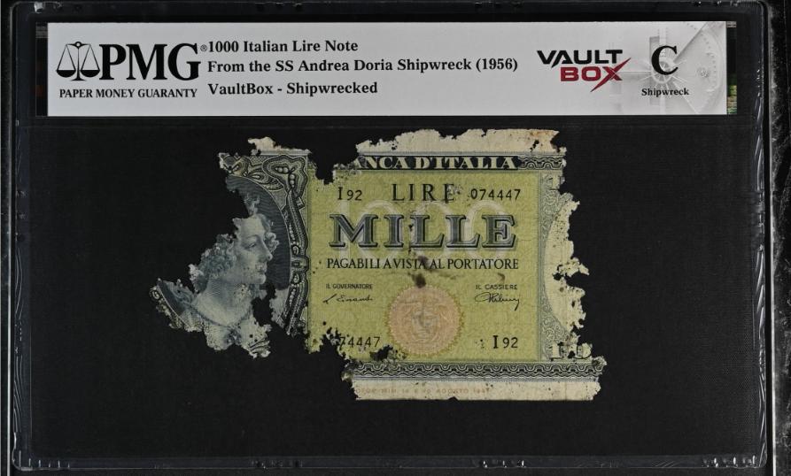 Andrea Doria 1000 Italian Lire Note PMG Shipwreck "C" Front