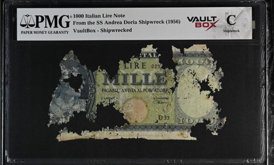 Andrea Doria 1000 Italian Lire Note PMG Shipwreck "C" Front