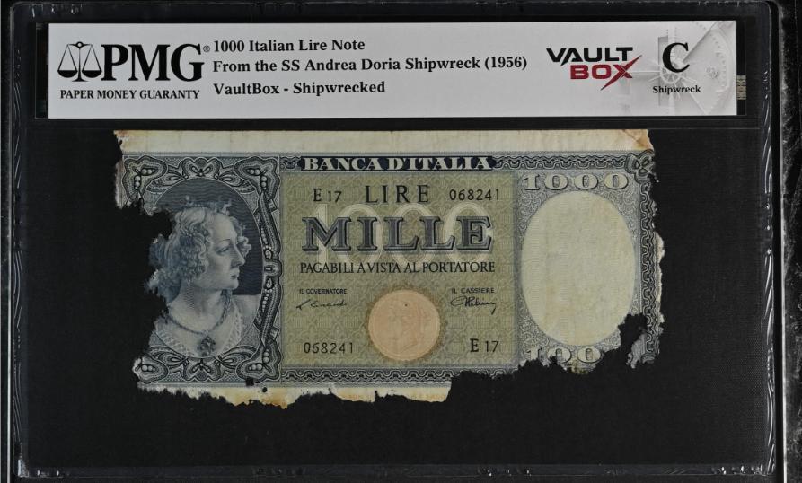 Andrea Doria 1000 Italian Lire Note PMG Shipwreck "C" Front