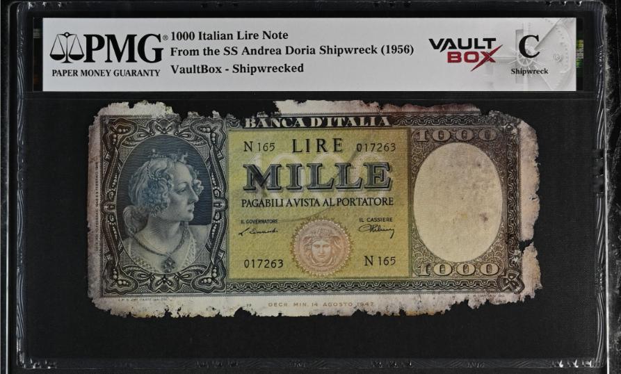 Andrea Doria 1000 Italian Lire Note PMG Shipwreck "C" Front