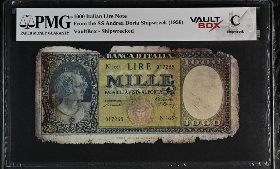 Andrea Doria 1000 Italian Lire Note PMG Shipwreck "C" Front
