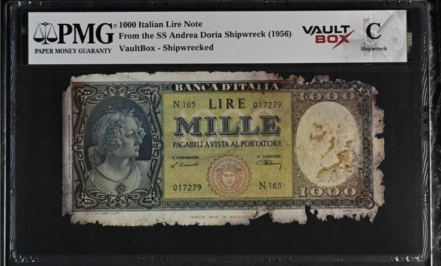 Andrea Doria 1000 Italian Lire Note PMG Shipwreck "C" Front