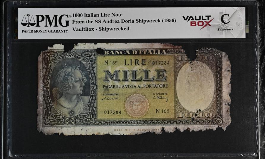 Andrea Doria 1000 Italian Lire Note PMG Shipwreck "C" Front