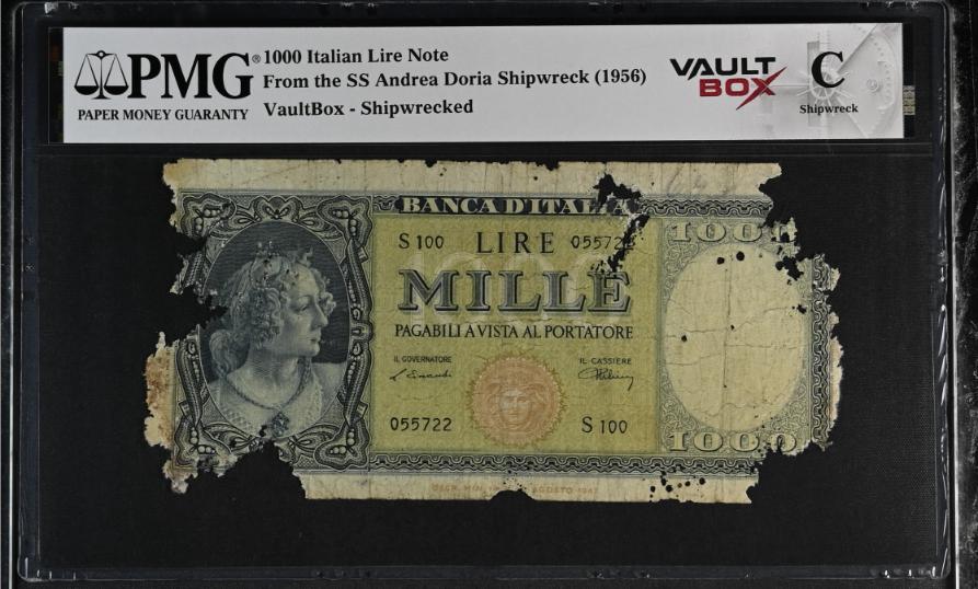 Andrea Doria 1000 Italian Lire Note PMG Shipwreck "C" Front