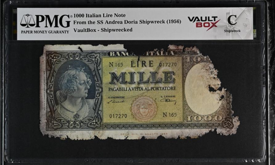 Andrea Doria 1000 Italian Lire Note PMG Shipwreck "C" Front