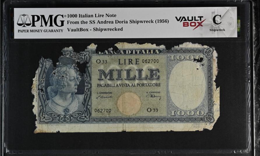 Andrea Doria 1000 Italian Lire Note PMG Shipwreck "C" Front