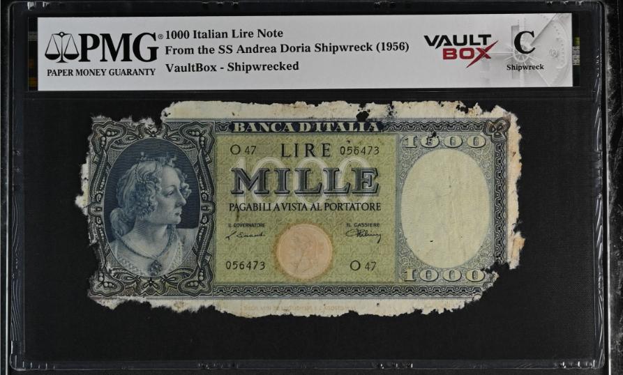 Andrea Doria 1000 Italian Lire Note PMG Shipwreck "C" Front